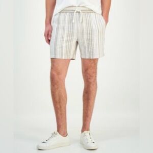 Porter & Ash Men’s Beige Stripe Cotton Blend Shorts Size Medium